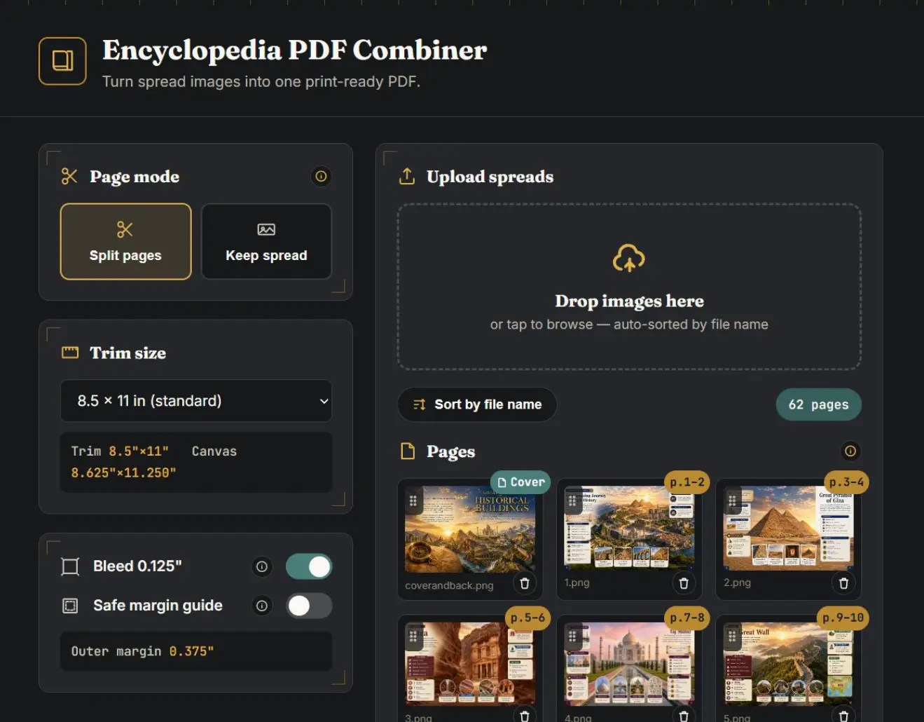 PDF Combiner app interface