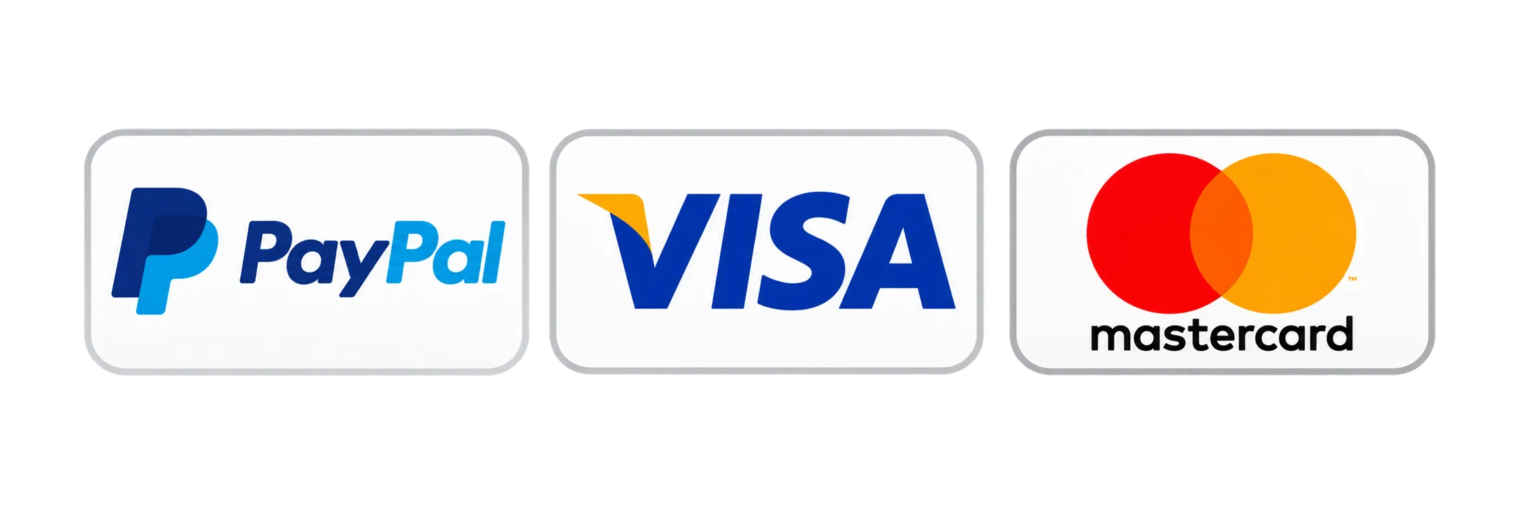 PayPal, Visa, Mastercard
